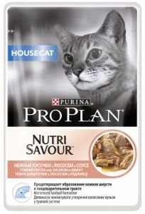 Pro Plan Кусочки в соусе с лососем для кошек с НИЗКОЙ активностью (House Cat), 85 гр