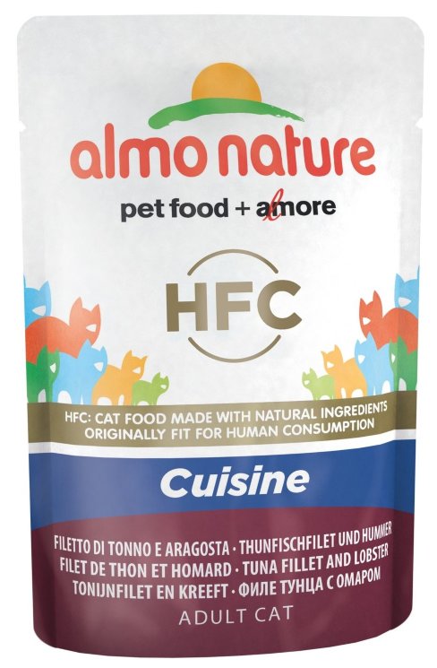 Паучи Almo Nature Холистик с ТУНЦОМ и ЛОБСТЕРОМ, для кошек (Classic Cuisine - Tuna Fillet and Lobster), 55 гр