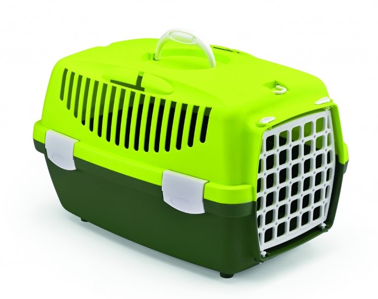 Stefanplast Переноска для животных (до 6 кг) Gulliver 1 Trendy Colour с ПЛАСТИКОВОЙ дверцей, салатово-зеленая, 48*32*31 см