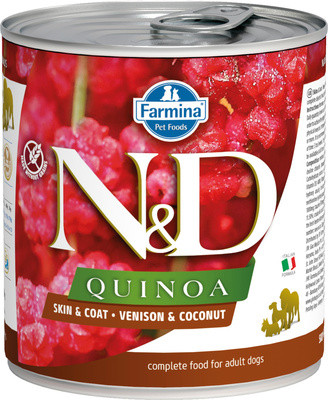 Farmina N&D QUINOA Влажный Беззерновой корм для Взрослых собак с Пищевой непереносимостью Оленина с Кокосом, 285 гр