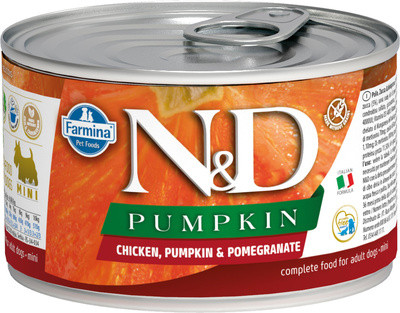Farmina N&D PUMPKIN Влажный корм для Взрослых собак Мелких пород Курица с Тыквой и Гранатом, 140 гр