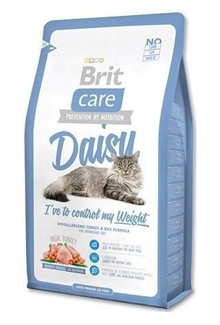 Brit Care Сухой корм с ИНДЕЙКОЙ и рисом для кошек, склонных к ИЗЛИШНЕМУ весу (Care Cat Daisy), 400 гр