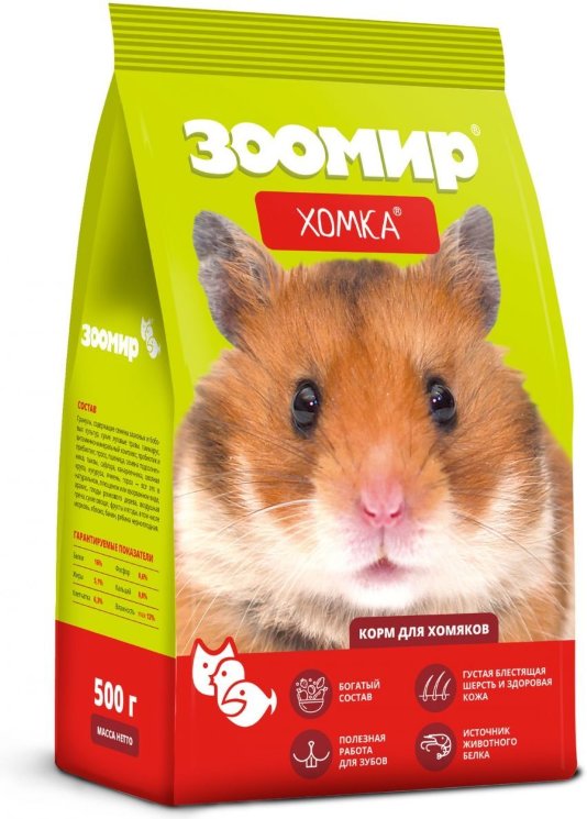 Зоомир Корм "Хомка" для хомяков и других мелких грызунов, 500 гр