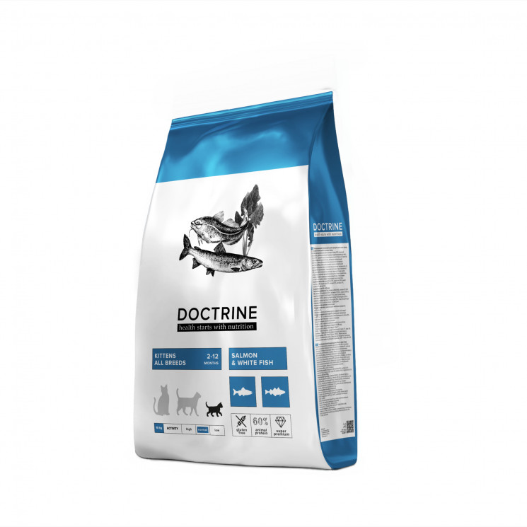 Сухой беззерновой корм DOCTRINE для котят с лососем и белой рыбой