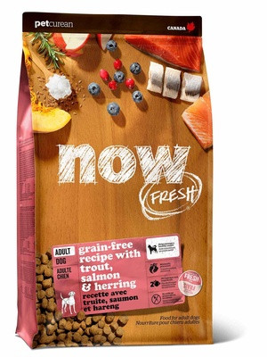 Сухой корм NOW FRESH БЕЗЗЕРНОВОЙ для ЧУВСТВИТЕЛЬНОГО пищеварения с ФОРЕЛЬЮ и ЛОСОСЕМ, для ВЗРОСЛЫХ собак (Grain Free Fish Adult Recipe DF 24/14)