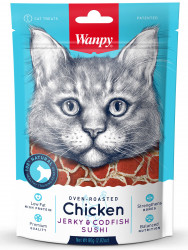 Wanpy Лакомство «суши» из курицы с треской, для кошек, 80 г