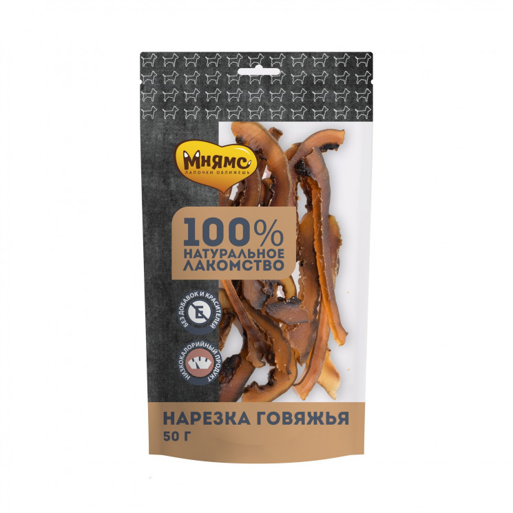 Лакомство Мнямс для собак Нарезка говяжья, 50 гр