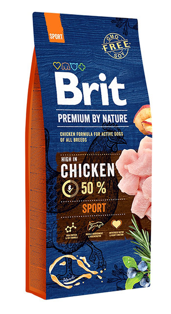 Brit Premium by Nature Сухой корм для собак всех пород с высокими затратами энергии (Sport), 15 кг