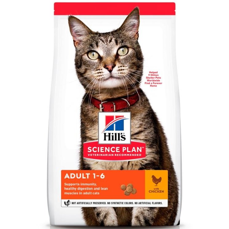 Hill's Science Plan Сухой корм с КУРИЦЕЙ для кошек (Adult Chicken)