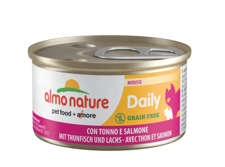 Нежный мусс Almo Nature "Меню с ТУНЦОМ и ЛОСОСЕМ" для кошек (Daili Menu Mousse Tuna and Salmon), 85 гр