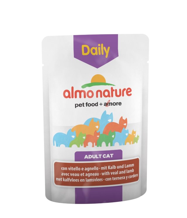 Паучи Almo Nature "МЕНЮ с ТЕЛЯТИНОЙ и ЯГНЕНКОМ", для кошек (Daily Menu Cat Veal and Lamb), 70 г