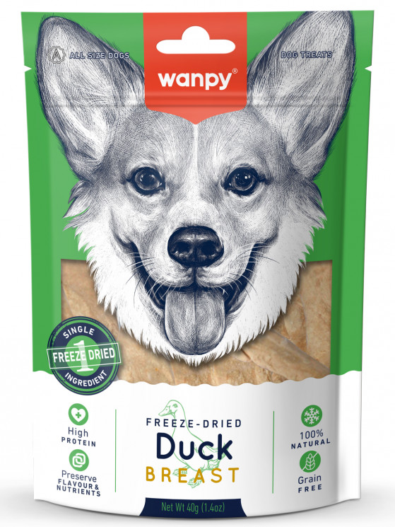 Wanpy Dog Сублимированное лакомство для собак  "Утка", 40 гр