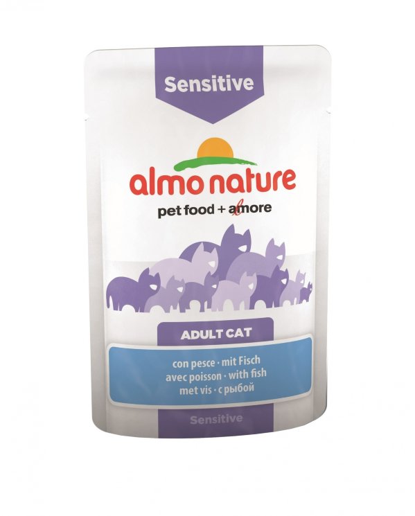 NEW! Almo Nature Паучи с рыбой для улучшения работы кишечника у кошек (Functional - Sensitive with Fish), 70 гр