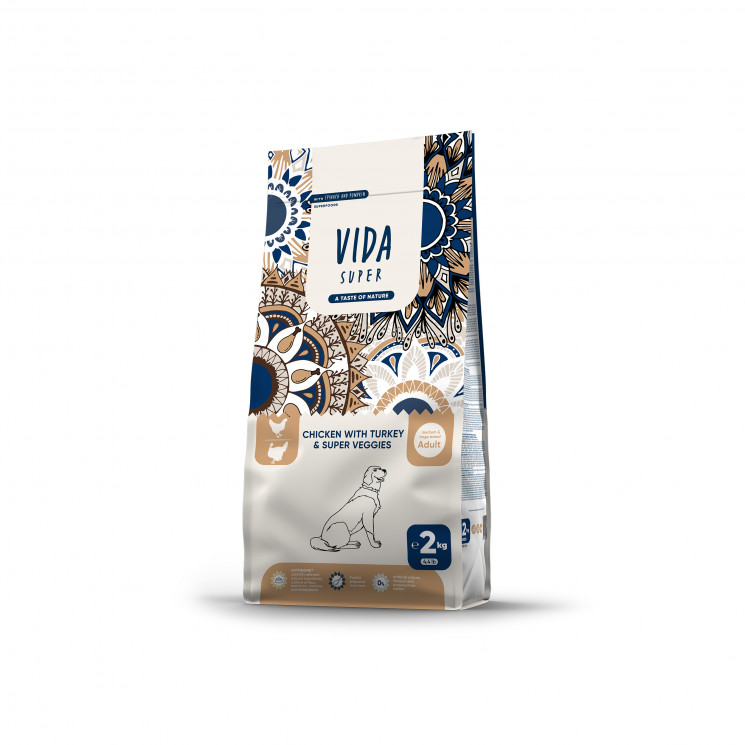 VIDA Super корм для Взрослых собак Средних и Крупных пород с Курицей, Индейкой и Овощами