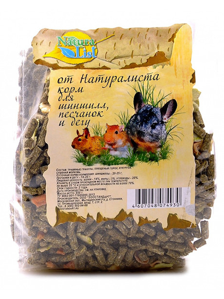Naturalist Корм основной для шиншилл, песчанок и дегу, 450 гр