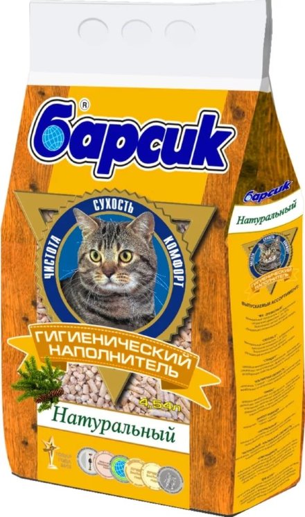 Наполнитель натуральный БАРСИК древесный, коричневый, 4,54 л
