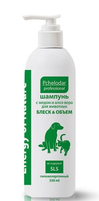 Шампунь с медом и алоэ вера для животных Пчелодар "ENERGY of  NATURE", 350 мл