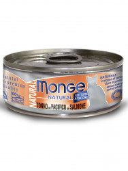 Влажный корм Monge Cat Natural для кошек, из тихоокеанского тунца с лососем, консервы 80 г