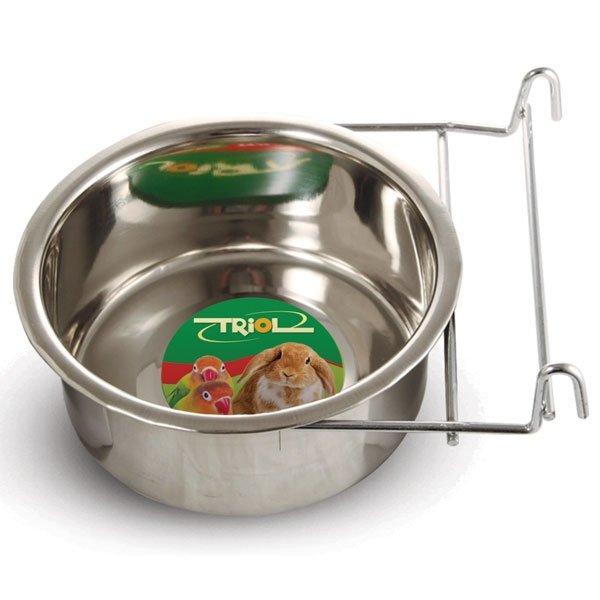 Миска Triol металлическая с держателем на крючках для животных