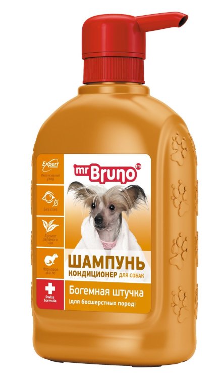 Mr Bruno Шампунь-кондиционер "Богемная штучка" для БЕСШЕРСТНЫХ пород собак, 350 мл