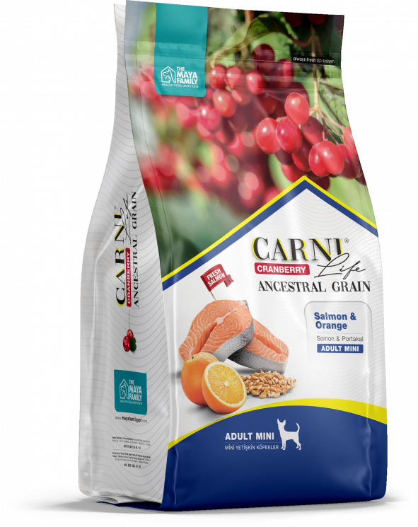Сухой корм CARNI LIFE Mini для Взрослых собак Мелких пород, Лосось с Апельсином и Клюквой, 2,5 кг