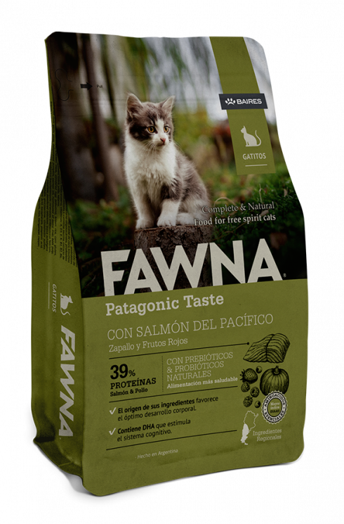 Сухой Низкозерновой корм Fawna для Котят с Лососем, Тыквой и Красными ягодами (Gatitos)