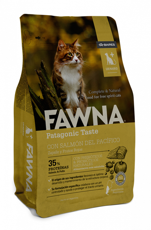 Сухой Низкозерновой корм Fawna Профилактика МКБ для Взрослых кошек с Лососем, Тыквой и Красными ягодами (Urinario)