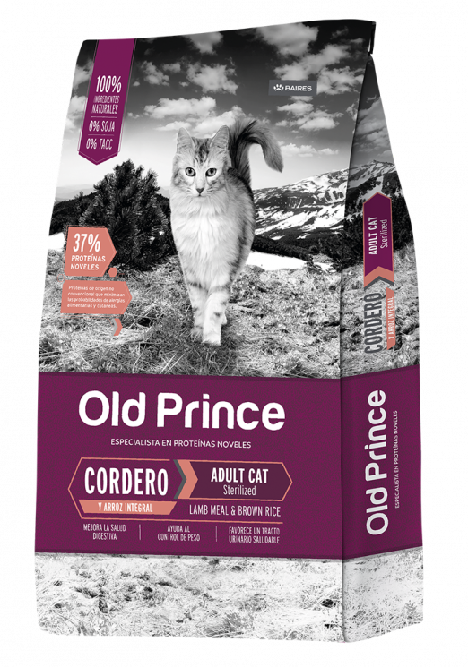 Сухой Гипоаллергенный корм Old Prince для Взрослых Стерилизованных кошек с Ягненком и Бурым рисом (Novel Adult Cat — Sterilized)
