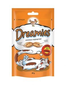 Dreamies Лакомые подушечки с КУРИЦЕЙ для кошек, 60 гр