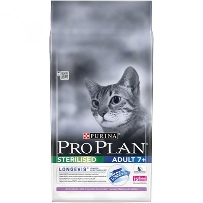 Сухой корм Purina Pro Plan с ИНДЕЙКОЙ и рисом для ПОЖИЛЫХ кастрированных котов и стерилизованных кошек (Sterilized 7+)