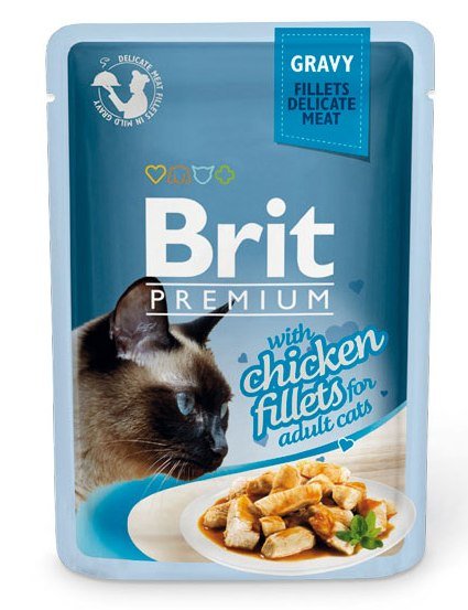 Brit Premium GRAVY Кусочки из КУРИНОГО филе в СОУСЕ, для кошек (Chiсken fillets), 85 гр