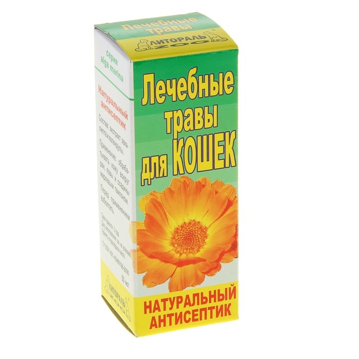 Вака Настойка лечебных трав "Натуральный антисептик" (ранозаживляющее) для кошек, 50 мл