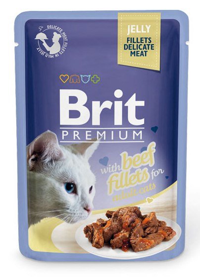 Brit Premium GRAVY Кусочки из филе ГОВЯДИНЫ в ЖЕЛЕ, для кошек (JELLY Beef fillets), 85 гр