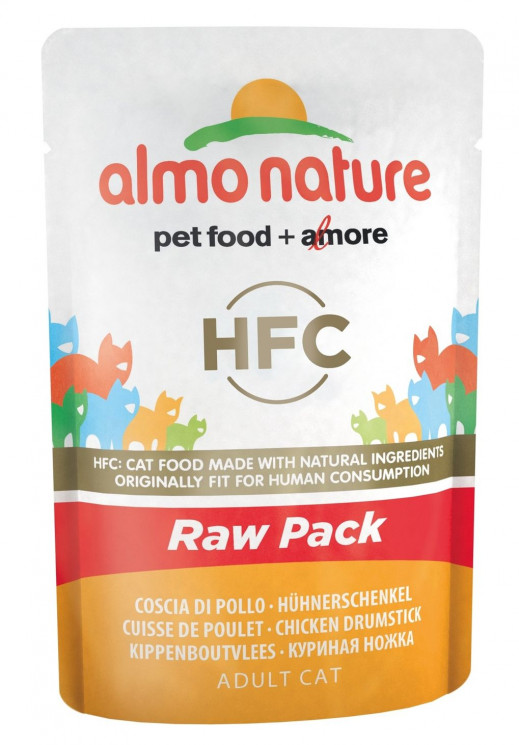 Паучи Almo Nature "КУРИНЫЕ БЕДРЫШКИ", для кошек (Classic Raw Pack - Chicken Drumstick), 55 гр