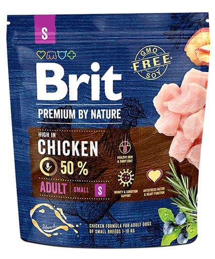 Brit Premium by Nature Сухой корм для взрослых собак МАЛЫХ пород от 1 до 7 лет (Adult S), 1 кг