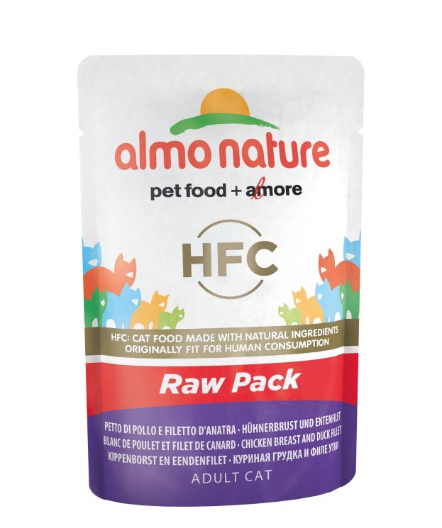 Паучи Almo Nature "КУРИНАЯ ГРУДКА и УТИНОЕ ФИЛЕ", для кошек (Classic Raw Pack - Chicken Breast and Duck Fillet), 55 гр
